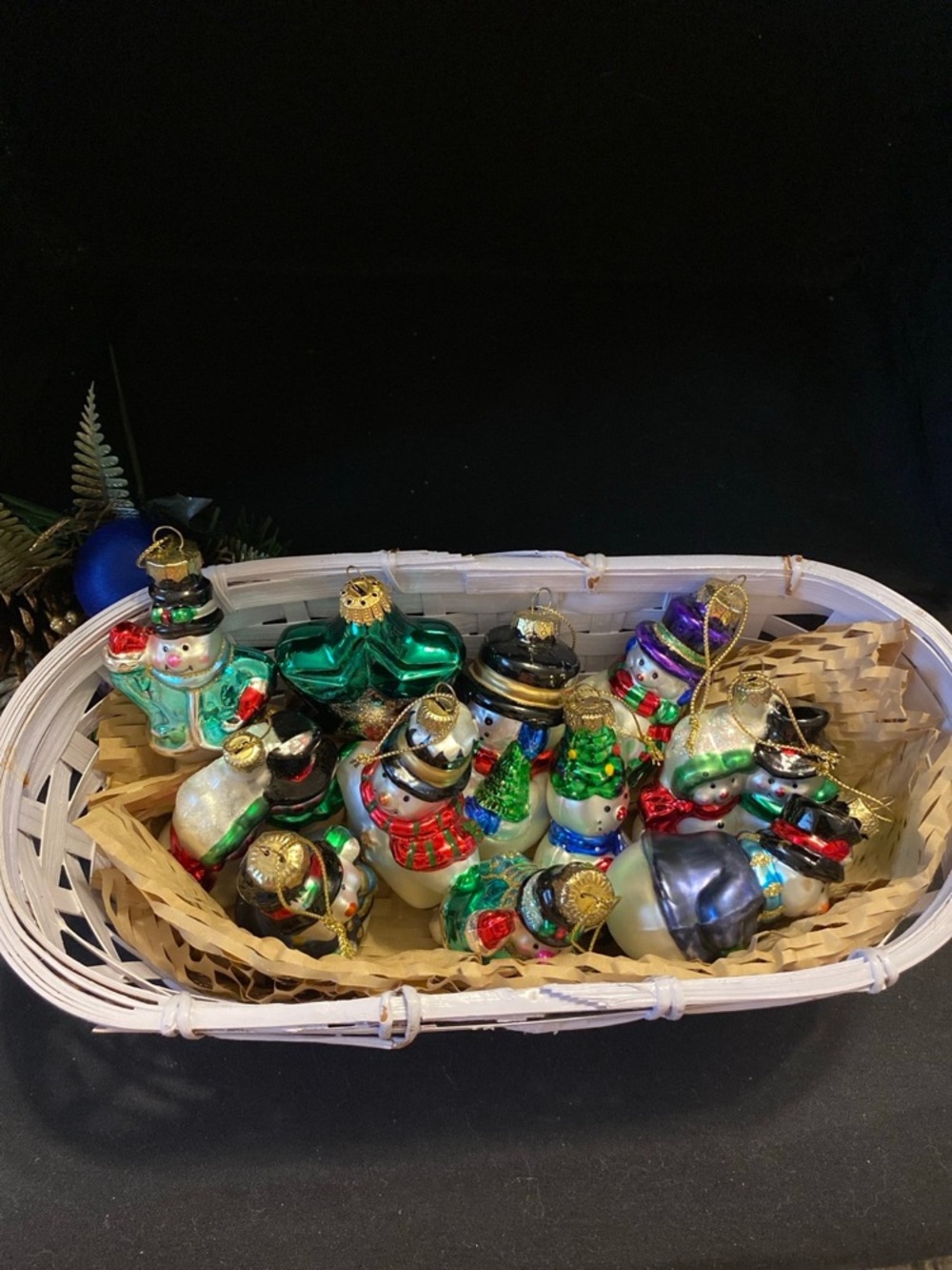 Large Lot of Vintage Snowman Christmas Ornaments Mercury Glass Baubles